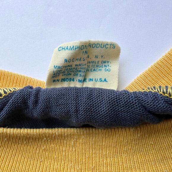 True Vintage 70s Champion NYAC New York Athletic Club TShirt XL Blue Bar Striped - Picture 4 of 9